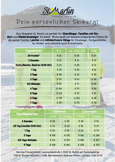 Skipasspreise St. Martin